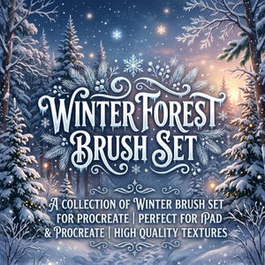 Winter Forest Brush Set for Procreate , Snowy Trees, Pine Forest, Frost & Winter Landscape Brushes for iPad And Instant Access