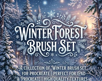 Winter Forest Brush Set for Procreate , Snowy Trees, Pine Forest, Frost & Winter Landscape Brushes for iPad And Instant Access