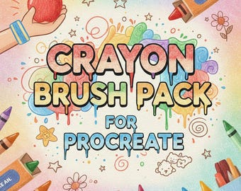 Crayon Texture Pack für Procreate, Kinder Illustration Pinsel, Realistische Crayon Texturen, Procreate Lettering Pinsel
