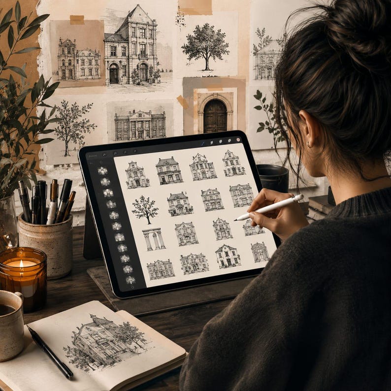 100+ Building Stamps & Architecture Brushes for Procreate, Cityscape ...