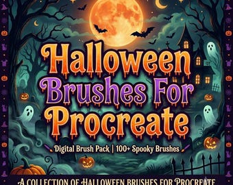 Halloween Procreate Brush Set, Horror Stamps, Texture, & Lettering Brushes, Spooky, Drawing Toolkit for iPad and Instant Access