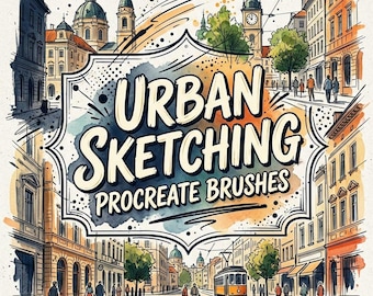 Urban Sketching Procreate Pinsel, City Sketch Pinselset für iPad | Architektur, Gebäude, Straßen Zeichnung & Texture Bundle