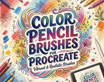 Farbstiftpinsel für Procreate, realistisches Zeichnen und Skizzieren Pinselset, | Perfekt für Künstler, Texturbürsten, Brushes Pack