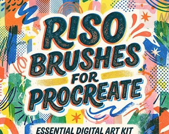 8 Riso Brushes for Procreate, Risograph Texture Brushes, Retro Grain Brushes, Overlay Brushes for Illustration & Print Effect and Brushes