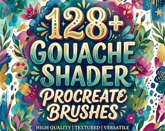 128 Gouache Shader Procreate Pinsel, realistische Gouache-Malpinsel, Schattierungs- und Texturpinsel für iPad Procreate, digitaler Download