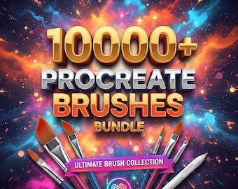 10000 Procreate Pinsel Mega Pack, Ultimative iPad Zeichnung & Illustration Bundle, Textur, Tinte, Stempel und Digital Art Toolkit