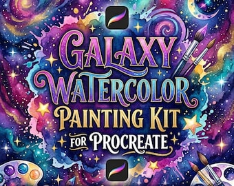 Galaxy Watercolor Procreate Brushes, Space, Nebula & Cosmic Watercolor Brush Pack, Starry Sky Painting Tools for iPad Procreate