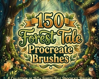 150 Forest Tale Procreate Brushes, Nature, Trees, Leaves And Woodland Brush Pack, Landscape & Fantasy Illustration Tools for iPad Procreate