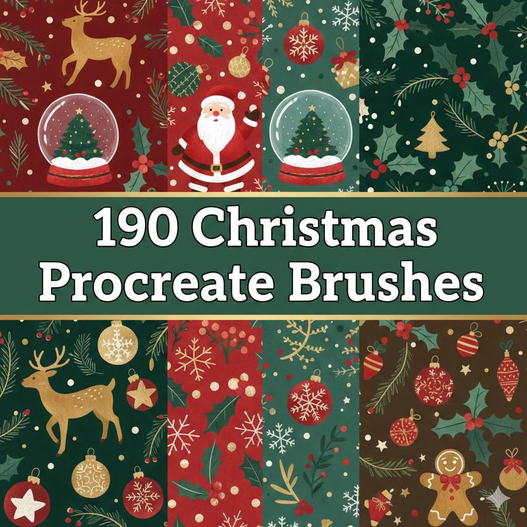 Procreate Christmas Brushes Bundle | Holiday Stamps & Lettering ...
