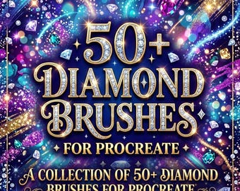 50 pinceaux Procreate en diamant, lot de pinceaux pour pierres précieuses, cristaux et paillettes, texture de luxe et outils de conception de bijoux pour iPad Procreate