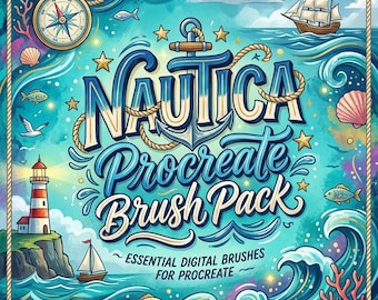 Nautica Procreate Pinselpaket, Ozean, Wellen, Wasser- und Meerestexturpinselpaket, Meerillustrationswerkzeuge für iPad Procreate, digitaler Download