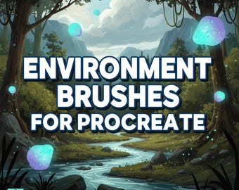 Environment Brush Set für Procreate | Naturmalerei- und Landschaftskunstwerkzeuge, Scenery Art Pack, Wolke, Baum und Pinselpaket
