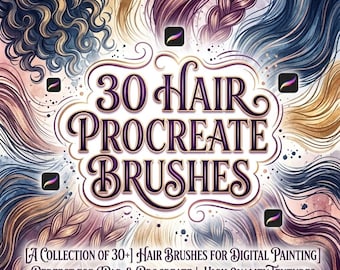 Realistic Hair Brushes for Procreate, Smooth, Curly & Wavy Hair Brush Set, Perfect for Artists and Illustrators Brushes