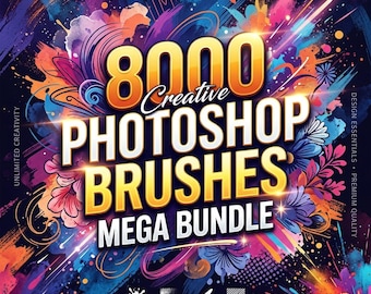 Procreate用Photoshopブラシ8000種類メガバンドル、ABRからProcreateへのブラシコレクション、描画、ペイント、テクスチャ、インキング、エフェクト