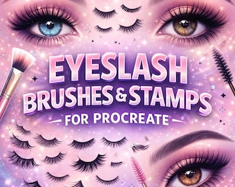 Wimpern Bürsten & Stempel für Procreate, Lash Stamp Brush Set für iPad, Procreate Makeup und Beauty Pinsel, Skizzenbürsten, Texturpinsel