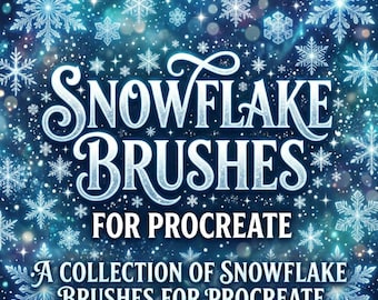 Procreate Snowflake Stamp Brushes Set, Snow Brush Pack for iPad Illustration, Winter Clipart and Snow Drawing Kit for Planner & Art