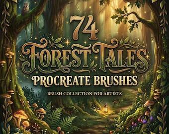74 Forest Procreate Pinsel, Natur, Bäume, Blätter & Waldtextur Pinsel, Landschafts- und Fantasy-Illustrationswerkzeuge, digitaler Download
