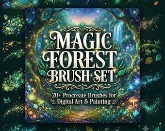 Magic Forest Brush Set for Procreate, Enchanted Woodland Brushes, Fantasy Nature Stamps, Trees, Leaves & Magical Landscape Kit and Brushes