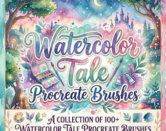Watercolor Tale Procreate Brushes, Storybook Watercolor Brush Pack, Artistic Texture, Blending & Painting Tools for iPad Procreate