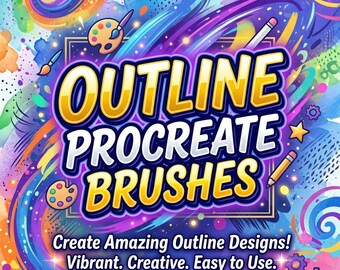 Gliederung Procreate Pinsel, saubere Linie Kunst, Farb- und Konturpinsel-Set für iPad, Färbung, Comics & Illustration Pinsel und Pinsel Pack