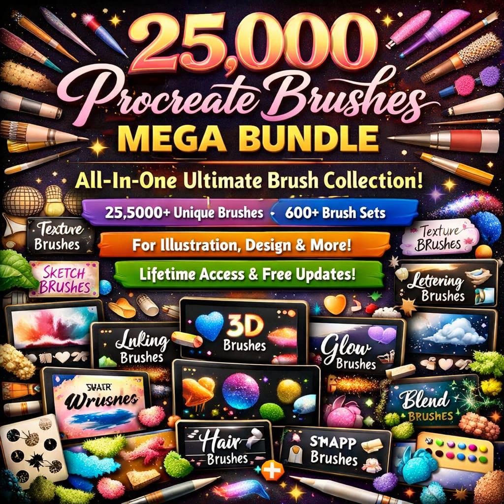 25000+ Procreate Brushes Mega Bundle, Ultimate Brush Pack for Drawing ...