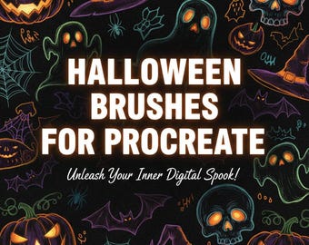 Halloween Procreate Pinselset | Horror Stempel, Textur, & Lettering Brushes | Spooky, Zeichnung Toolkit für iPad und Instant Access