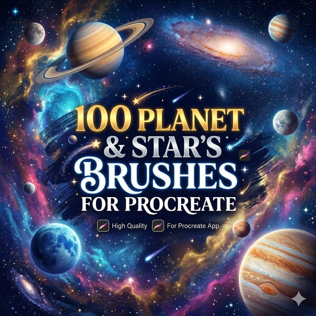 100 Procreate Stars and Planets Brushes, Galaxy Stamp Brushes, Space ...