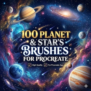 100 Procreate Stars and Planets Brushes, Galaxy Stamp Brushes, Space Nebula Brushes, Celestial Digital Art Kit, Procreate Astronomy Set