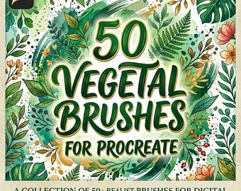 50 Vegetation Procreate Pinsel, Blätter, Pflanzen, Laub & Botanische Pinsel Pinsel Pack, Natur und Garten Illustrationswerkzeuge, iPad Digital Download