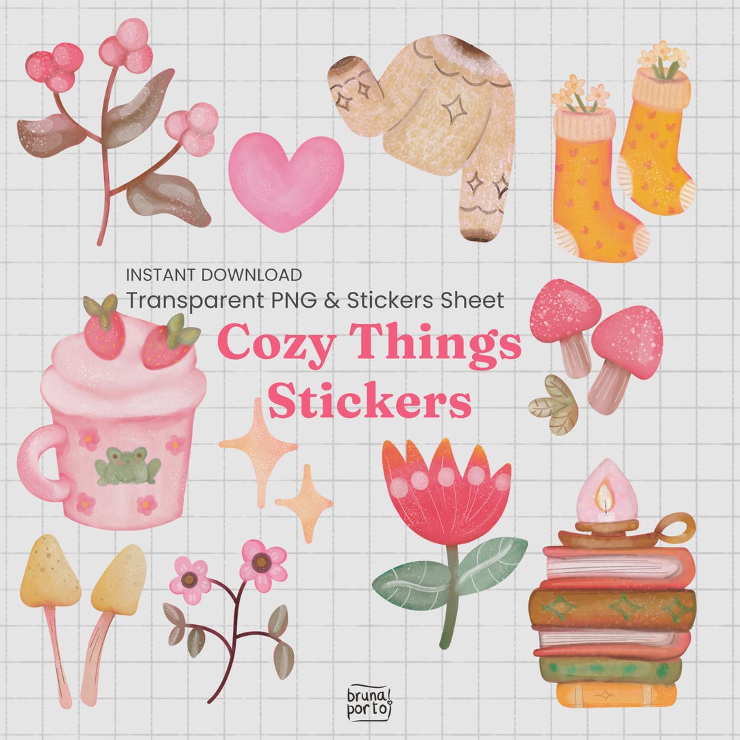 Cozy Digital Stickers – Cottagecore PNG Planner Goodnotes Sticker Pack ...