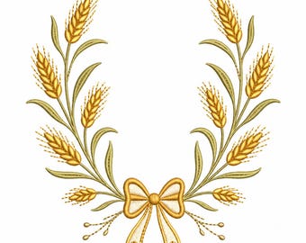 Weizen Blumen Rahmen Stickmuster, rustikale Erntekranz Stickmuster (Instant Download)