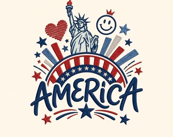 Motif de broderie Amérique, Art patriotique de la Statue de la Liberté (téléchargement numérique)
