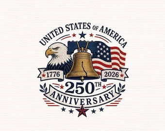 Motif de broderie 250e anniversaire des États-Unis, Liberty Bell Eagle Patriotic (téléchargement numérique)