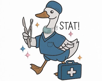 Nurse Duck Embroidery Design: Medical Scrub File, Funny Healthcare Gift (Digital Download)