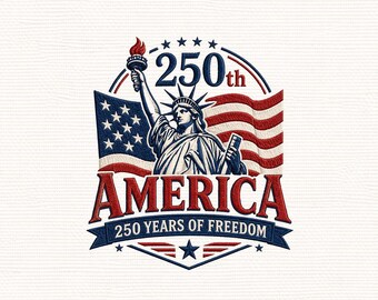 250e motif de broderie Amérique, Statue de la liberté patriotique États-Unis (fichier numérique)