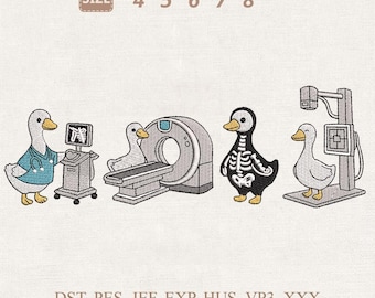 Radiology Duck Embroidery Design, Medical Nurse Machine File Bundle (Digital Download)