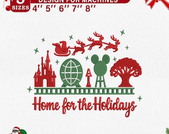 Disney Weihnachten Stickdatei - Mickey Schloss Feiertage Stickmuster (Digitaler Download)