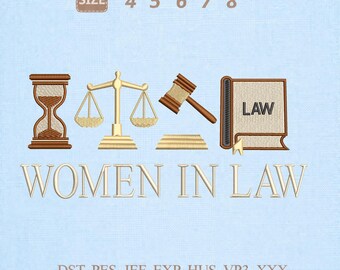 Frauen in Schwiegermutter Stickdatei, Gerechtigkeitswaage Hammer (Digitaler Download)