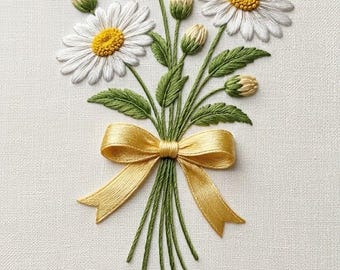 April Geburtsblume Daisy Bouquet Stickdatei (Digitaler Download)