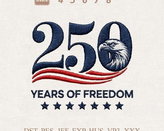 250 Jahre Freiheit Adler Stickmuster, Flagge der USA zum Ausdrucken (Digitaler Download)