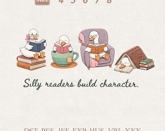 Stickmusterdatei, Dumme Leser, Gans, die Bücher liest (Digitaler Download)