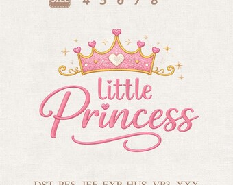 Kleine Prinzessin Krone Stickdatei, Geburtstags Outfit, Stickdatei (Digitaler Download)