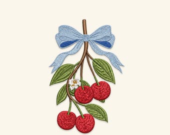 Kirschzweig Stickdatei, Kirschzweig Stickdatei, Kirschzweig Stickdatei, süße Sommerfrucht, Maschinenstickerei