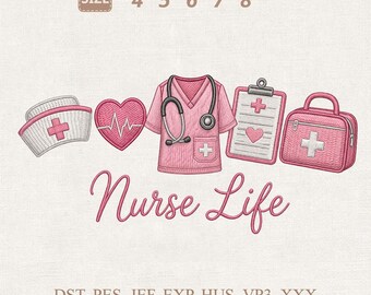 Nurse Life Stickdatei, Krankenschwester Leben Stickmuster, sofort verfügbar