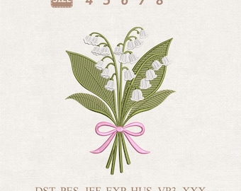 Mai Geburt Maiglöckchen Blumenstrauß Stickdatei (Digitaler Download)