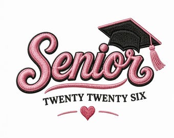Motif de broderie senior 2026, fichier machine pour casquette de remise des diplômes (DST, PES, JEF)