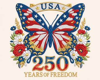 USA 250 Jahre Freiheit Schmetterling Stickdatei, Stickdatei