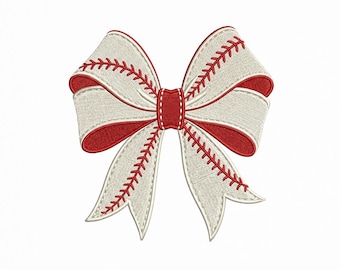 Motif de broderie noeud de baseball, chemise fille de softball, tenue de match (téléchargement numérique)