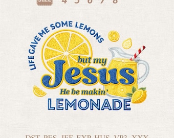 Christliches Lemonade Stickmuster, Glaube Zitat Maschinendatei (Digitaler Download)