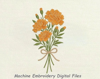 Motif de broderie bouquet de souci d'octobre, motif de broderie Machine floral vintage (téléchargement numérique)